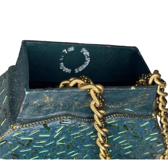 RARE Mary Frances 90's Christmas Tree Hard Shell Purse Handmade Bag Retired wTag - Picture 11 of 14